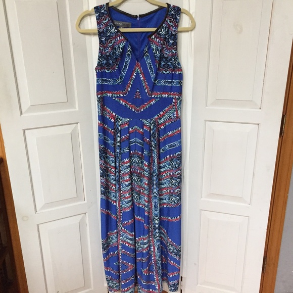 Donna Ricco Dresses & Skirts - Donna Ricco Sleeveless Blue and Red Tribal Patterned Dress